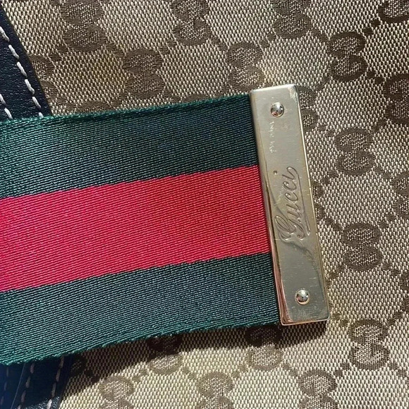 Gucci web hobo monogrammed leather trim bag - Picture 6 of 7